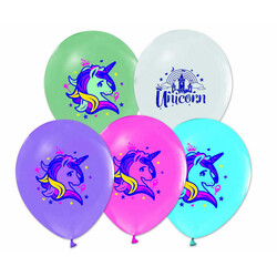  - Balon 4+1 Unıcorn Baskılı Pastel Pk:100 Kl:50