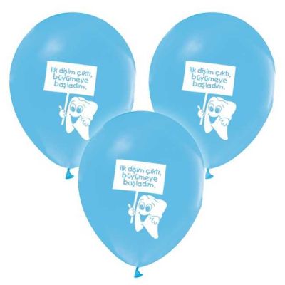 Diş Buğdayı Baskılı Mavi Balon 12 inç (25x30 cm) 100’lü Paket