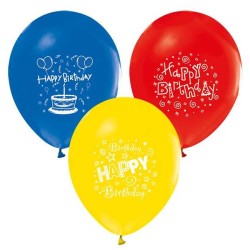  - Happy Birthday 1 Yaş Baskılı Karışık Renkli Balon 12 inç (25x30 cm) 100’lü Paket