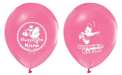 Hoşgeldin Kızım Baskılı Pembe Balon 12 inç (25x30 cm) 100’lü Paket