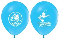  - Hoşgeldin Oğlum Baskılı Mavi Balon 12