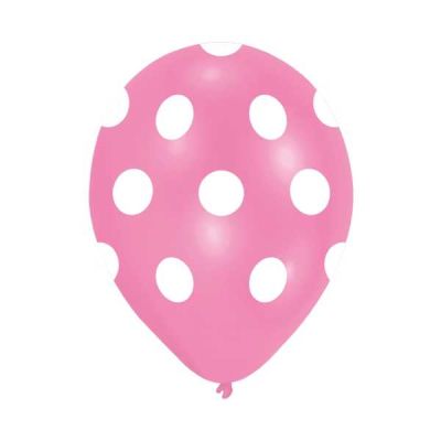 Beyaz Puantiyeli Pembe Balon 12 inç (25x30 cm) 100’lü Paket