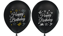  - Balon Baskılı 2+1 Happy Bırthday Sparklıng Siyah Pk:100 Kl:50