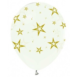  - Balon Çepeçevre Altın Yıldız Baskılı Şeffaf Pk:100