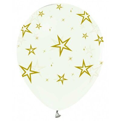 Balon Çepeçevre Altın Yıldız Baskılı Şeffaf Pk:100