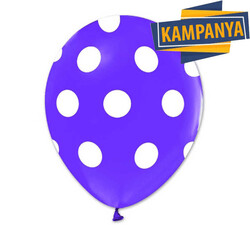  - Balon Çepeçevre Beyaz Puantiyeli Lila Pk:100 Kl:50