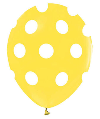 Balon Çepeçevre Beyaz Puantiyeli Sarı Pk:100 Kl:50