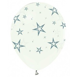  - Balon Çepeçevre Gümüş Yıldız Baskılı Şeffaf Pk:100