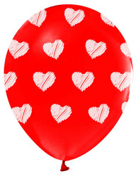  - Balon Çepeçevre Kalp Baskılı Kırmızı Pk:100 Kl:50