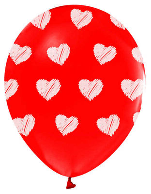 Balon Çepeçevre Kalp Baskılı Kırmızı Pk:100 Kl:50