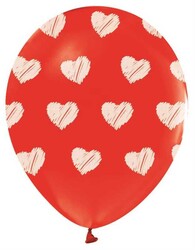  - Balon Çepeçevre Kalp Baskılı Kırmızı Pk:14 Kl:48