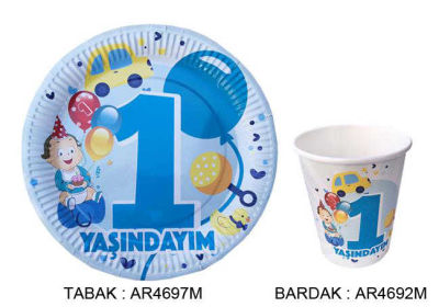 1 Yaşındayım Mavi Karton Bardak (200 cc) 8’li Paket