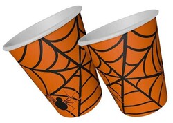  - Bardak Karton Halloween Cadılar Bayramı Örümcek Turuncu Pk:8 Kl:54