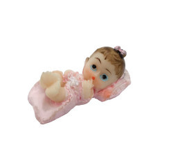 Yastıklı Bebek Pembe Biblo - Thumbnail