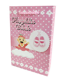  - Çanta Karton 12x17 Hoşgeldin Bebek Pembe Pk:25-30