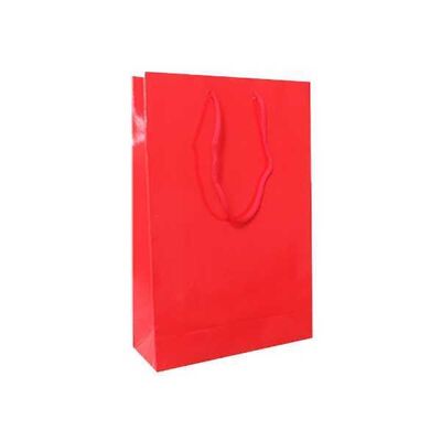 Çanta Karton Küçük Boy Düz Renk Kırmızı12x17p25-30