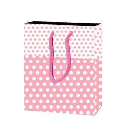  - Çanta Karton Küçük Boy Pembe Puantiyeli12x17p25-30