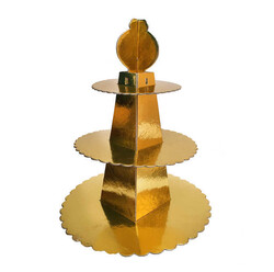  - Cup Cake Standı Piramit Model Karton Altın P1-60
