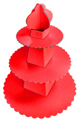  - Cup Cake Standı Piramit Modeli Düz Renk Krmz P1-60