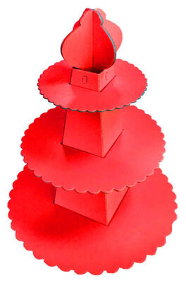 Cup Cake Standı Piramit Modeli Düz Renk Krmz P1-60