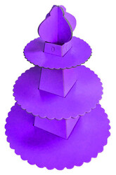  - Cup Cake Standı Piramit Modeli Düz Renk Mor P1-60