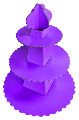 Cup Cake Standı Piramit Modeli Düz Renk Mor P1-60