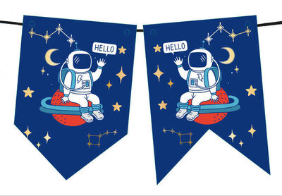 Flama Astronot Uzayda Kırlangıç Bayrak Pk:1-300