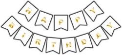 Flama Bayrak Happy Birthday Set Beyaz Pk:1 Kl:300 - Thumbnail