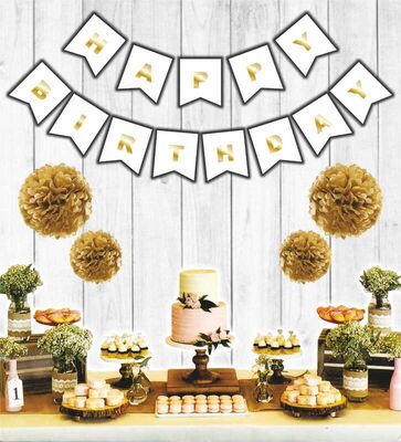 Flama Bayrak Happy Birthday Set Beyaz Pk:1 Kl:300