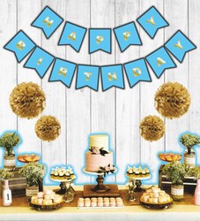 Flama Bayrak Happy Birthday Set Mavi Pk:1 Kl:300 - Thumbnail