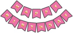 Flama Bayrak Happy Birthday Set Pembe Pk:1 Kl:300 - Thumbnail
