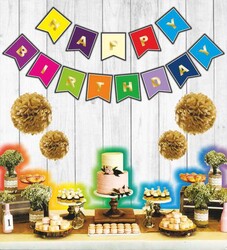 Flama Bayrak Happy Birthday Set Rengarenk Pk:1-300 - Thumbnail