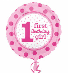  - 1 First Birthday Pembe Folyo Balon (43x43 cm)