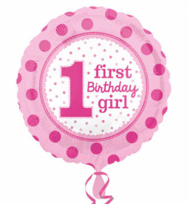 1 First Birthday Pembe Folyo Balon (43x43 cm)