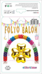Folyo Balon Kalp Çiçek Modeli Altın 13ıncpk1 Kl400 - Thumbnail