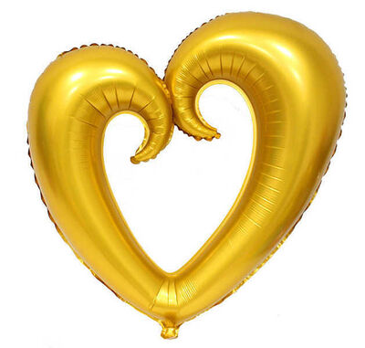 Folyo Balon Kalp Ortası Boş Altın 96x109cm P1-200