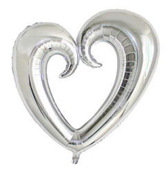  - Folyo Balon Kalp Ortası Boş Gümüş 96x109cm P1-200
