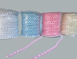  - İnci Tekli İpe Dizili Pembe 6mm