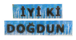  - İyiki Doğdun Banner Püsküllü Metalize Mavi P1-50