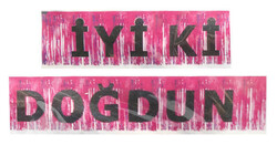 İyiki Doğdun Banner Püsküllü Metalize Pembe P1-50 - Thumbnail