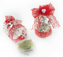 Kına Kuş Kafesi Metal Sepet İçi Kınalı Kırmızı - Thumbnail