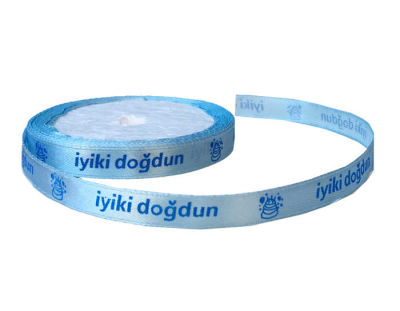 İyiki Doğdun Yazılı 1 cm 100mt Mavi Kurdela