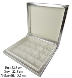  - Kutu Çikolata Kutusu Karton 16 Lı Separatörlü Gümüş Pk:1 Kl:40