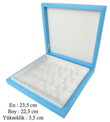 Kutu Çikolata Kutusu Karton 16 Lı Separatörlü Mavi Pk:1 Kl:40