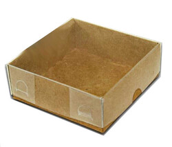 Kutu Naturel Kraft Kağıttan Kapağı Asetat 3x8x8 Cm Pk:50 Kl:40 - Thumbnail