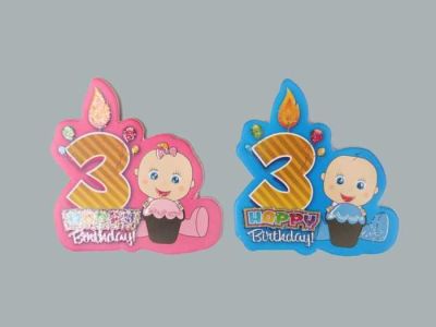 3 Yaş Happy Birthday Pembe Sticker