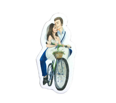 Gelin-damat Çiçekli Bisikletli Sticker