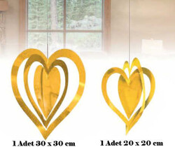  - Süs Kalp İç İçe 2 Li Set Metalize Altın Pk:2-200
