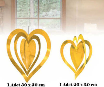 Süs Kalp İç İçe 2 Li Set Metalize Altın Pk:2-200