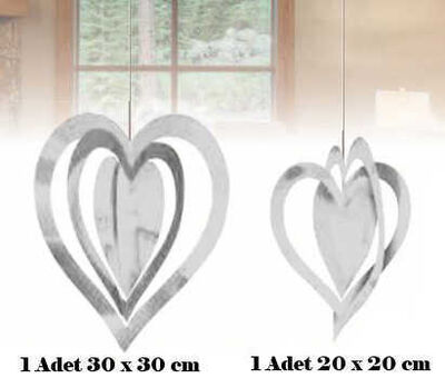 Süs Kalp İç İçe 2 Li Set Metalize Gümüş Pk:2-200